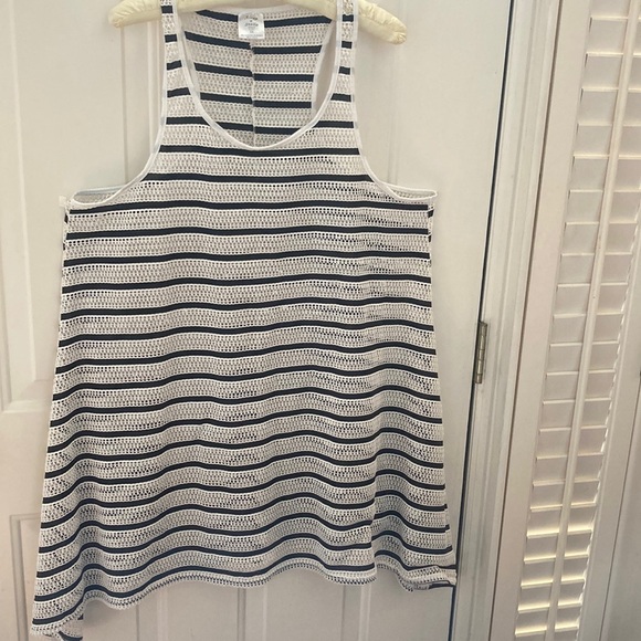 Alexa & Stella Crochet Striped Black and White Swim Coverup Size 3X - Picture 1 of 5